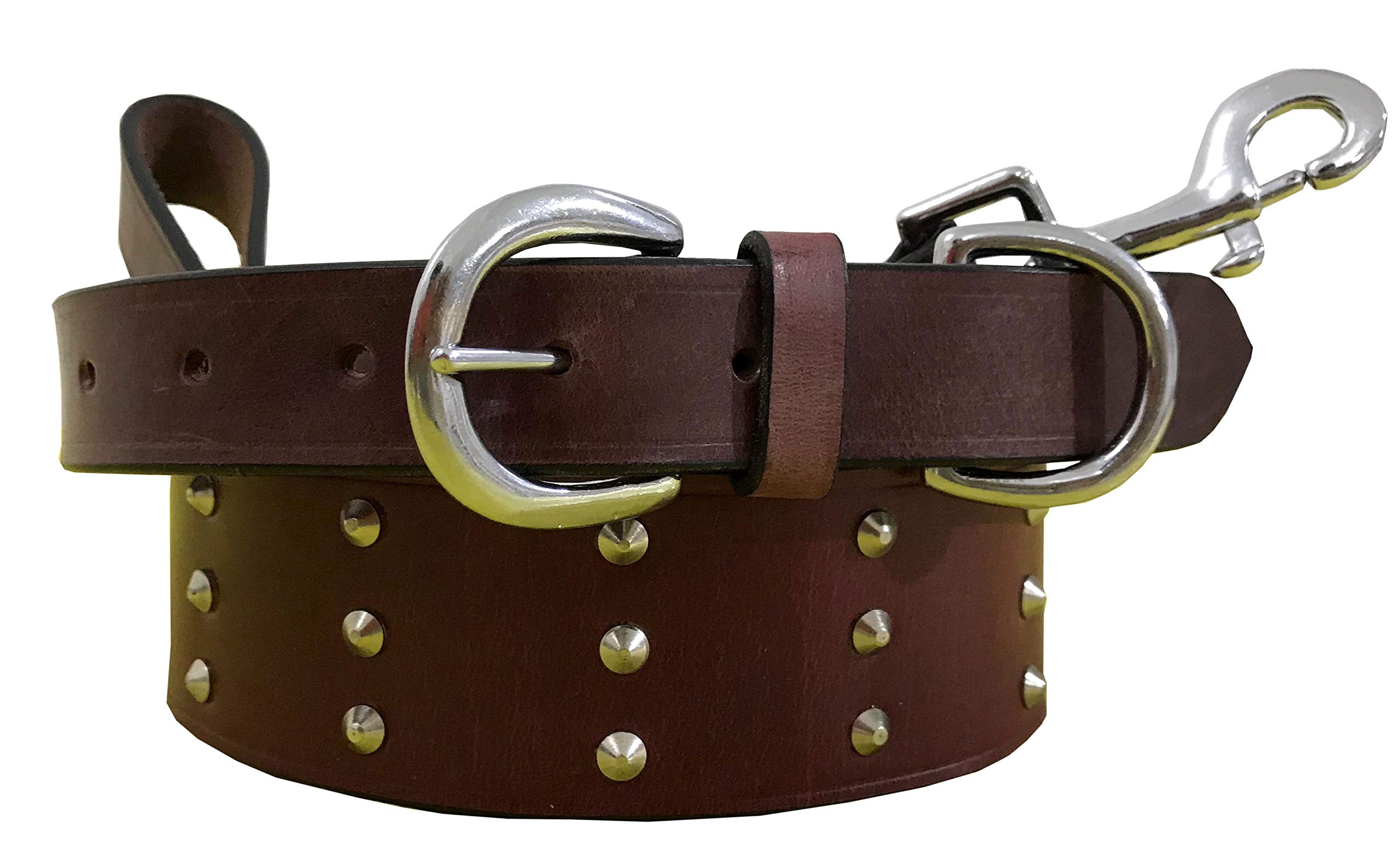 BRADLEY CROMPTON Genuine Leather Matching Pair Dog Collar and Lead Set L