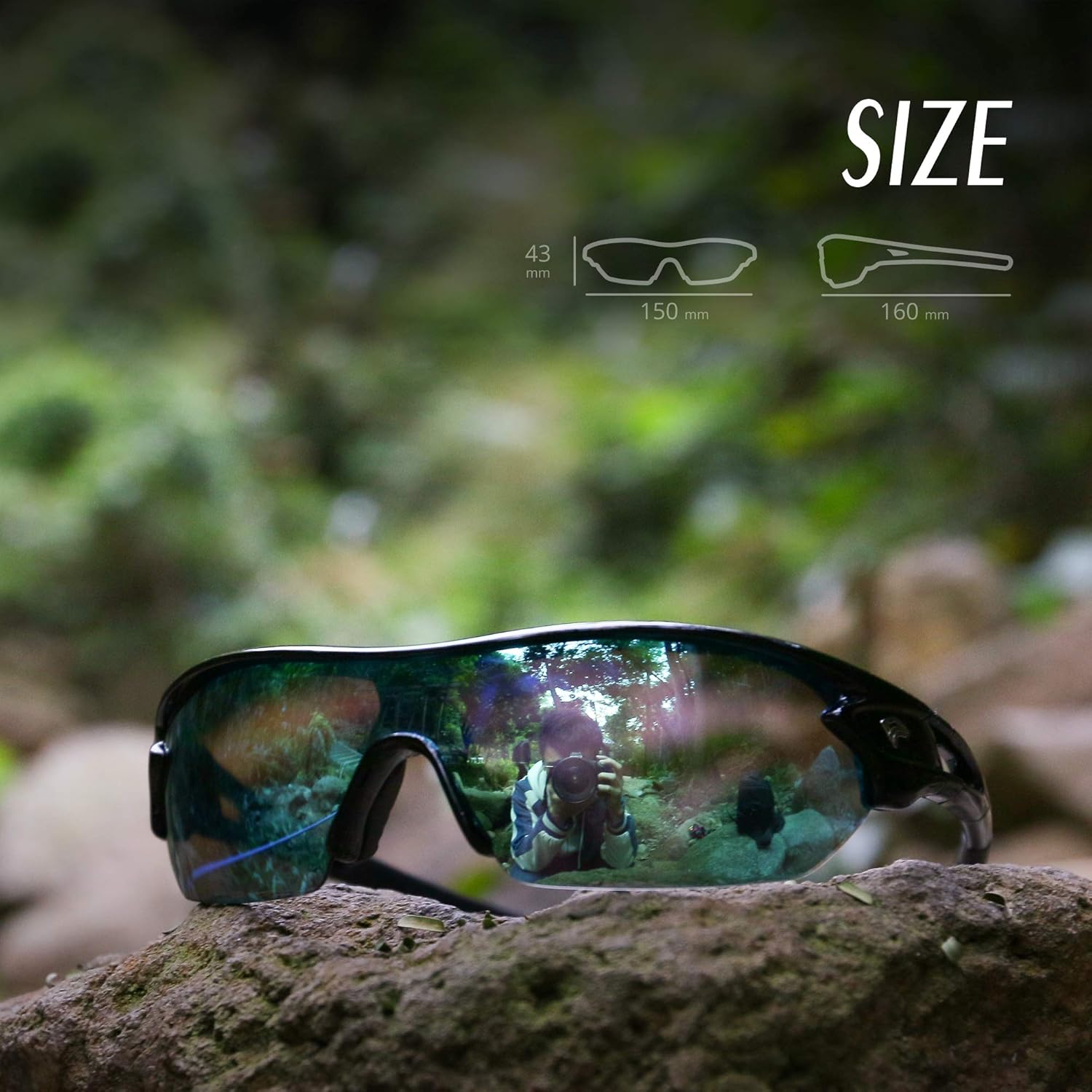 TOREGE Polarized Sports Sunglasses with 5 Interchangeable Lenes for Men Women Cycling Running Driving Fishing Golf Baseball Glasses TR002 (Black&Ice Blue Lens): Clothing