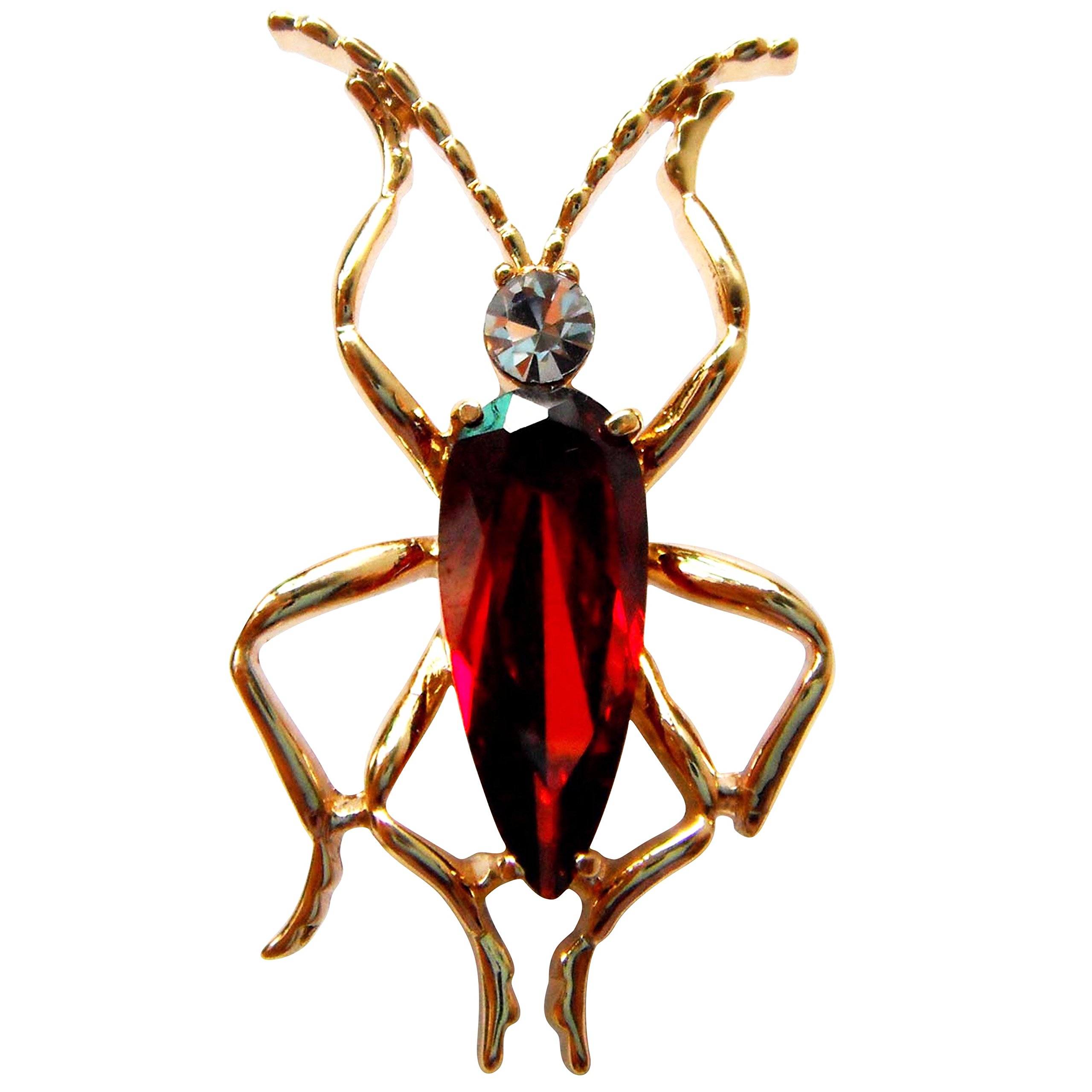 Navachi 18k Gold Plated Red Zircon Cubic Zirconia Crystal Bug Az7416b Brooch Pins