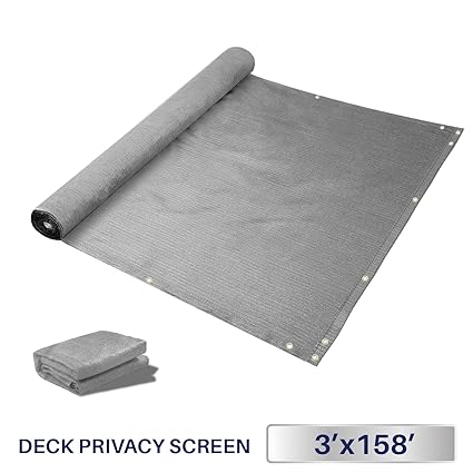 3 x 158, Solid Grey: Windscreen4less Deck Privacy Screen for Backyard, Patio, Balcony, Pool, Porch, Railiing, Gardening, Fence Shield Rails Protection Gr