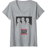 Womens Run DMC Official White Silhouettes V-Neck T-Shirt