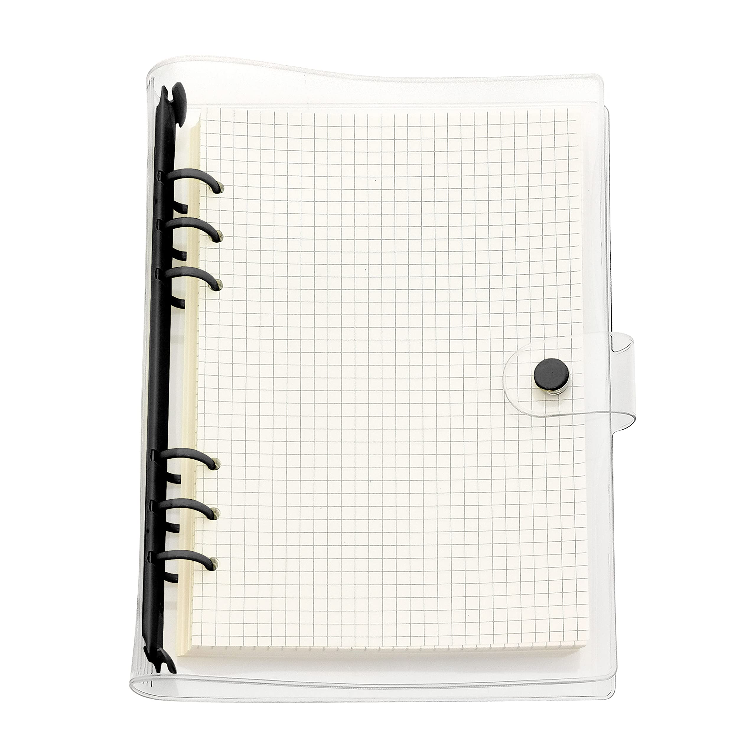 A6 A5 6-Holes Colorful PVC Cover Round Ring View Binder with Snap Button Closure File Folder (Black Ink, A5 mini Set) — image 1