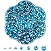5800Pcs Half Pearls for Crafts, Flatback for Artwork Making, DIY Rhinestones Accessory Nail Art, Face Gems Jewels Flat Back Craft for Artist Creative - AB Deep Aqua