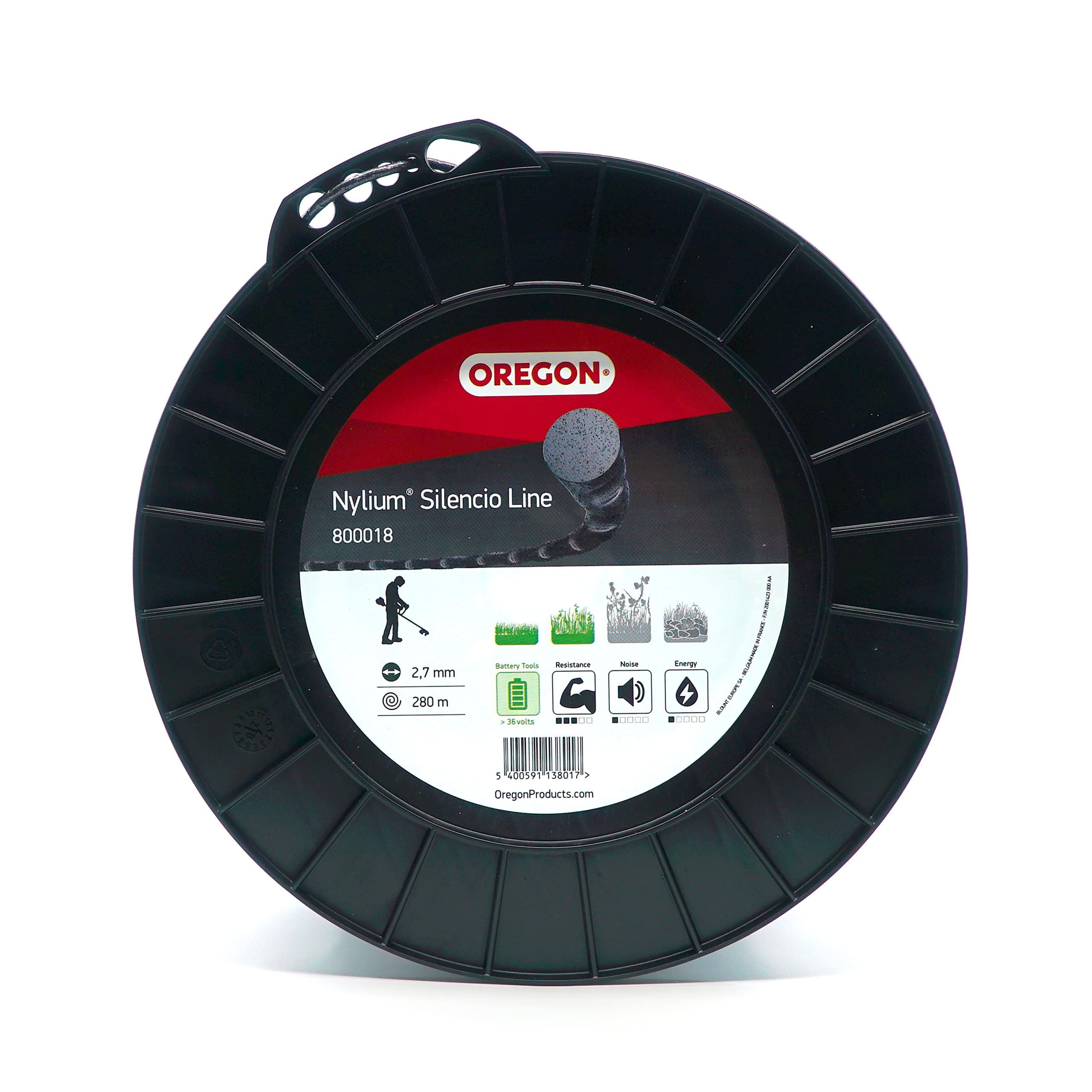 Oregon Round 2.7mm Strimmer Line with Aluminium Particles, Tackles Long Grass, Weeds & Thick Vegetation, Professional Heavy Duty Strimmer Wire, Fits Most Standard Models, 2.7 mm x 280 m (800018)