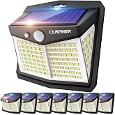 CLAONER Solar Lights Outdoor, [128 LED/8 Packs] Solar Motion Lights 3 Working Modes Wall Lights with 270&deg;Wide Angle Wireless IP65 Waterproof Motion Sensor Outdoor Deck Light, Cold White