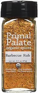 Primal Palate Organic Spices Barbecue Rub, Certified Organic, 3.1 oz Bottle