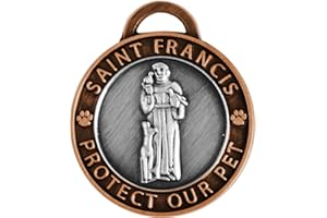 Luxepets Pet Collar Charm, Saint Francis of Assisi, Large, Antique Silver/Copper