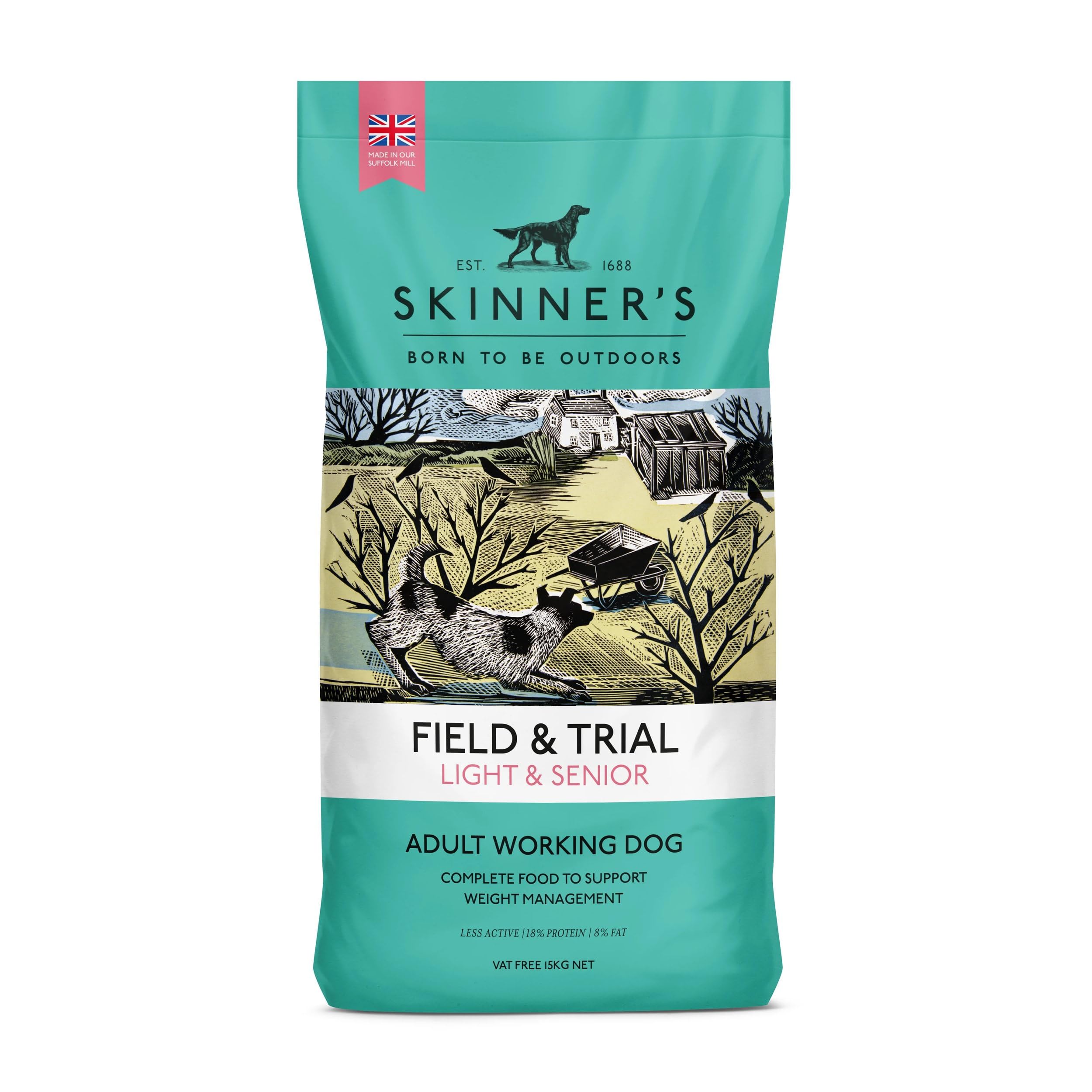 Skinner’s Field & Trial Light & Senior – Complete Dry Dog Food, Ideal for Older, Overweight or Less Active Dogs, 15kg