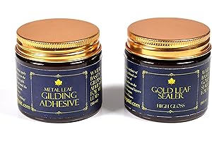 Barnabas Blattgold Gilding Adhesive and Sealer Set - Gold Leaf Gilding Adhesive (60ml) & Sealer (High Gloss, 60ml) for Foil Sheets, Gold Leaf Sheets for Art and Plating