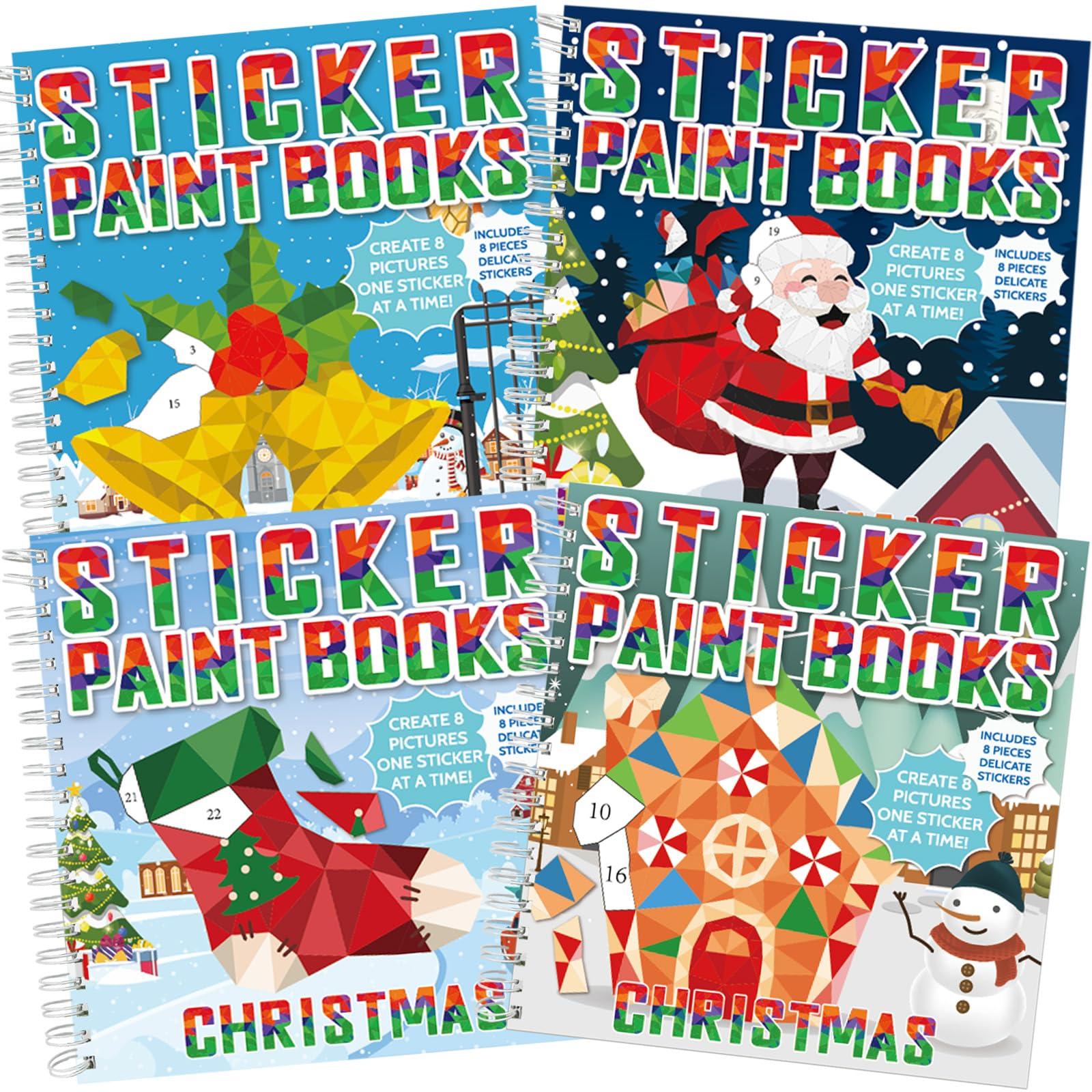 Photo 1 of  Christmas Paint by Sticker Books for Kids Ages 4-8 Sticker by Number Books Activity Book for Kids Ages 3-5 Sticker Puzzle Book Craft Art Toddlers Gift Snowman Santa Claus Xmas Tree 