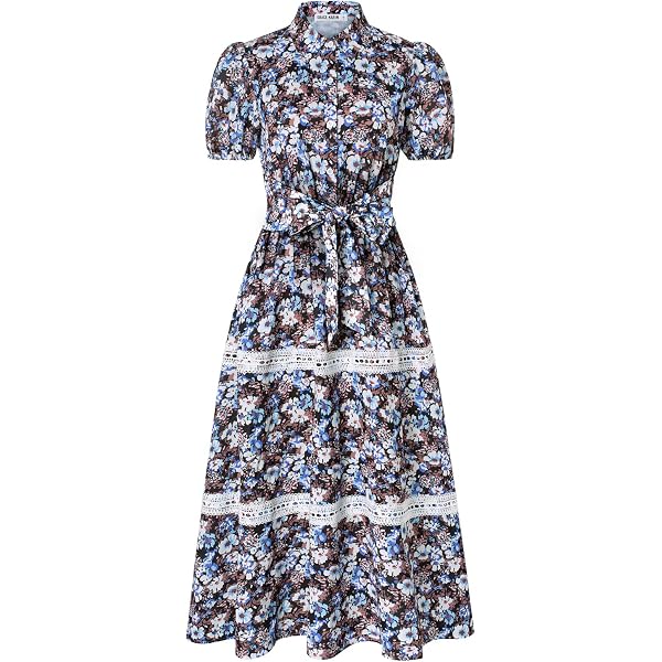blue ginger dresses Denim Cotton Stretch Midi Dress – Ginger Maternity main image 1