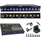Gravity EQ19 1/2 DIN 9-Band Car Audio Equalizer - Front, Rear &amp; Subwoofer RCA Outputs, 6-Channel High-Voltage RCA, AUX/DVD Input Select Switch, 9V