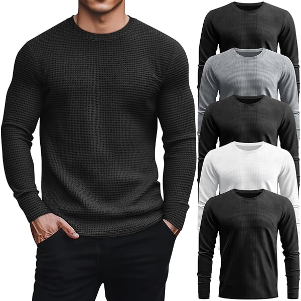 Galaxy by Harvic Men's Long Sleeve Waffle Thermal Shirt 6-Pack