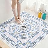 Square Shower Mat Non Slip: 24x24 Inch Extra Large Shower Mats with Drain Hole in Middle -Anti Slip Shower Mats for Inside Shower -Loofah Shower Floor Mat Bath Mat for Shower Stall Bathtub Elderly