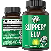 USDA Organic Slippery Elm for Women & Men. Vegan Capsules with Micronized Slippery Elm Bark Powder for Digestion, Bloating Relief, & Gut Lining. Natural Mucilage That Soothes The Throat & Airways