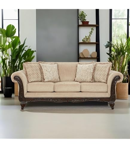 Amazon.com: ACME Chelmsford Sofa w/5 Pillows - 56050 - Beige