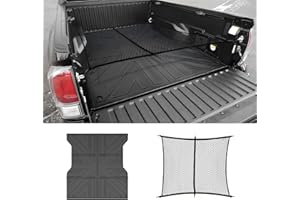 HUYINPJ Truck Bed Mat and Net Compatible with 2024-2025 Toyota Tacoma 5FT Truck Bed Replacement, Truck Net TPE Cargo Bed Liner All Weather Cargo Mat for Toyota Tacoma Accessories