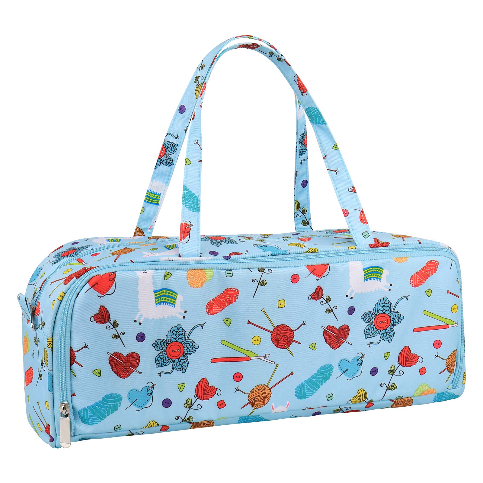 Coopay Knitting Bag, Knitting Bags for Wool and Needles Storage, With Handy Compartment for Extra Long Knitting Needles and Hooks, Crochet Bag with Side Pocket, Knitting Organizer Lightweight Large