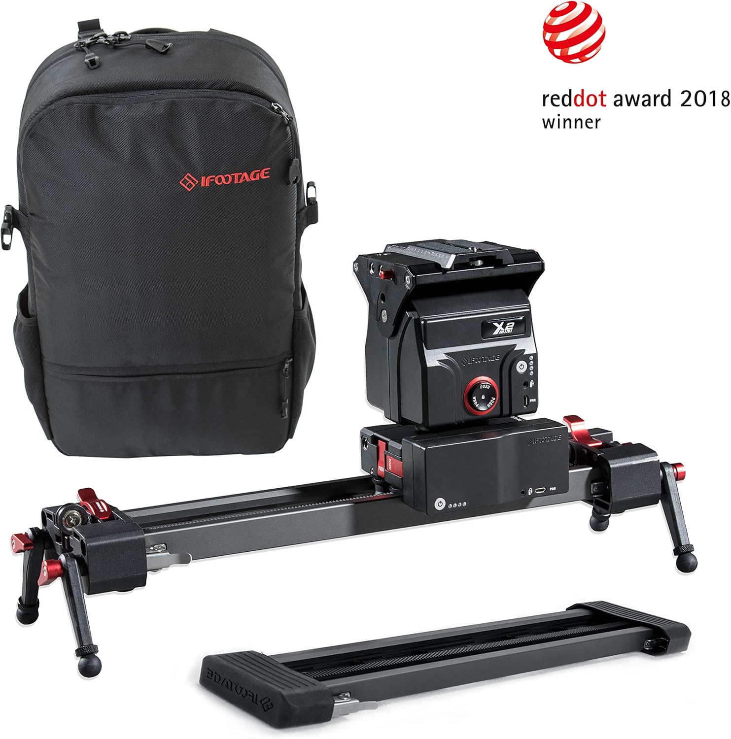 IFOOTAGE Shark Slider Mini with Backpack, Wireless Motorized Camera Slider Dolly 33inch Electric Photography Slider Tracker Silent Motor Camcorder Tracking Video Shooting Follow Focus