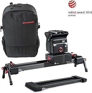 IFOOTAGE Shark Slider Mini with Backpack, Wireless Motorized Camera Slider Dolly 33inch Electric Photography Slider Tracker Silent Motor Camcorder Tracking Video Shooting Follow Focus