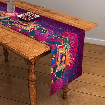 Sej By Nisha Gupta Abstract Purple Hd Digital Premium 13 By 48 Inches Table Runner