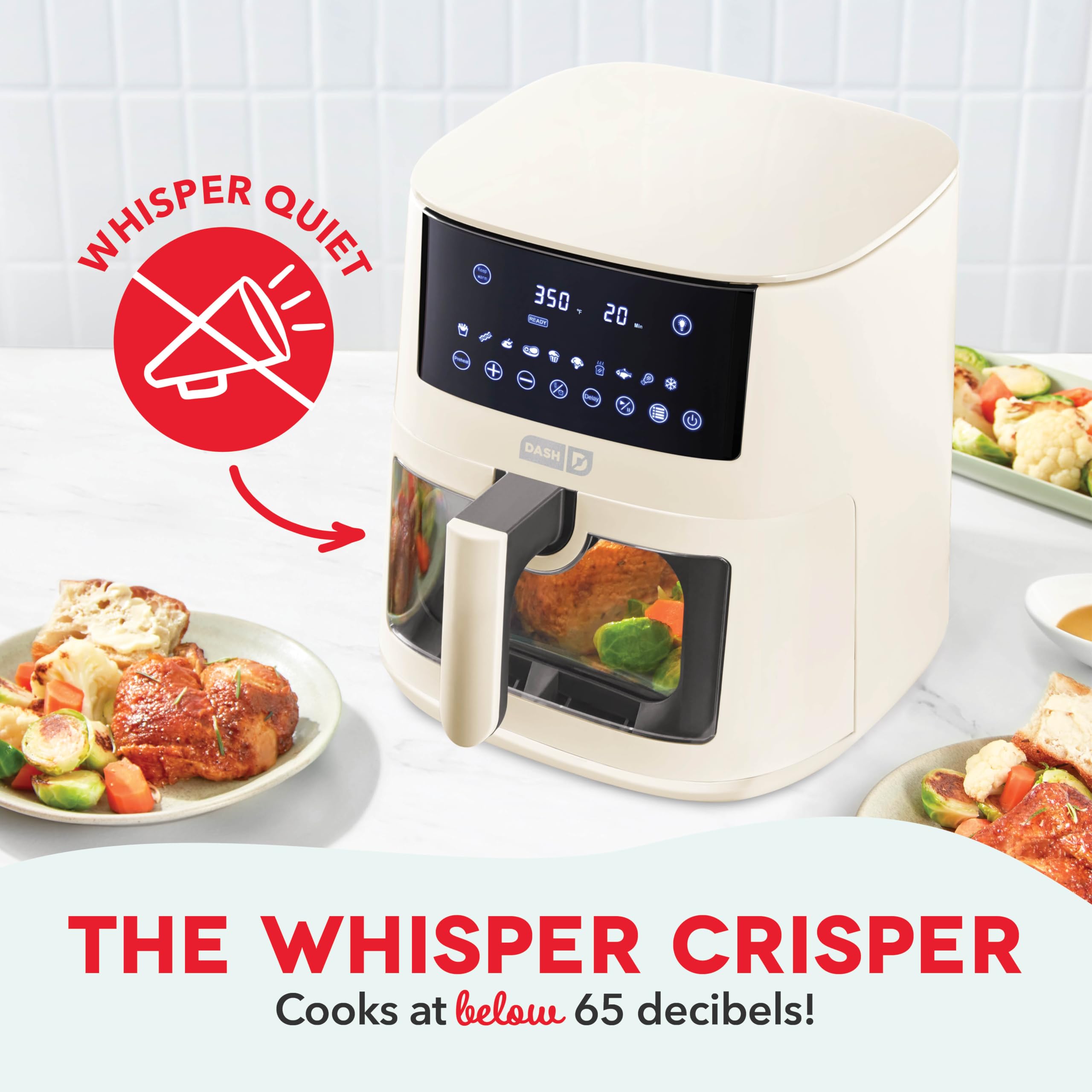 Freidora de aire digital DASH Clear View de 7 cuartos - Crema