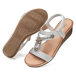 SHIBEVER Womens Wedge Sandals Summer Low Heeled