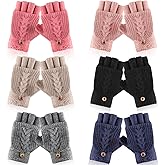 Liitrsh Winter Knitted Fingerless Gloves for Women Half Finger Mitten Convertible Flip Top Mitten for Women Costume Accessory
