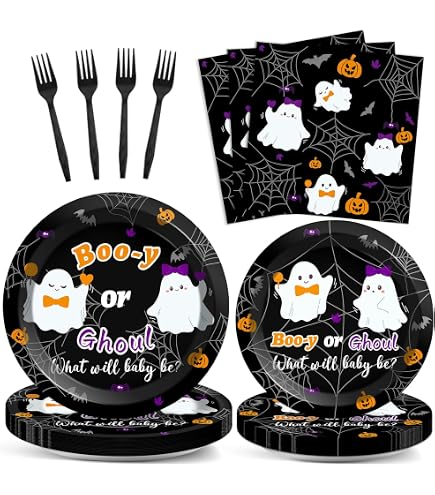 24 Cupcake-Topper Für Halloween – Mit „Boo-y“ & „Ghoul“-Motiven, Schwarz, Für Baby-Partys & Geburtstage