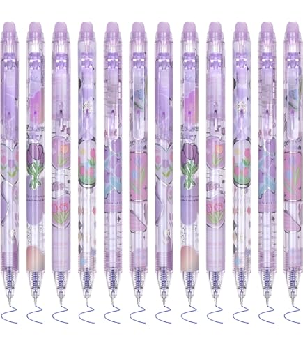Temiary - Bolígrafos De Gel Retráctiles Borrables, Para Quitar Errores, 8 Bolígrafos Y 10 Recambios, Bonito Bolígrafo Con Borrador, Punta Fina De 0,5 Mm, Bolígrafos Estéticos Para Escribir Crucigramas