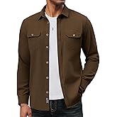 PJ PAUL JONES Mens Casual Shacket Cotton Twill Lightweight Jackets Button Down Shirt Jacket with Pockets
