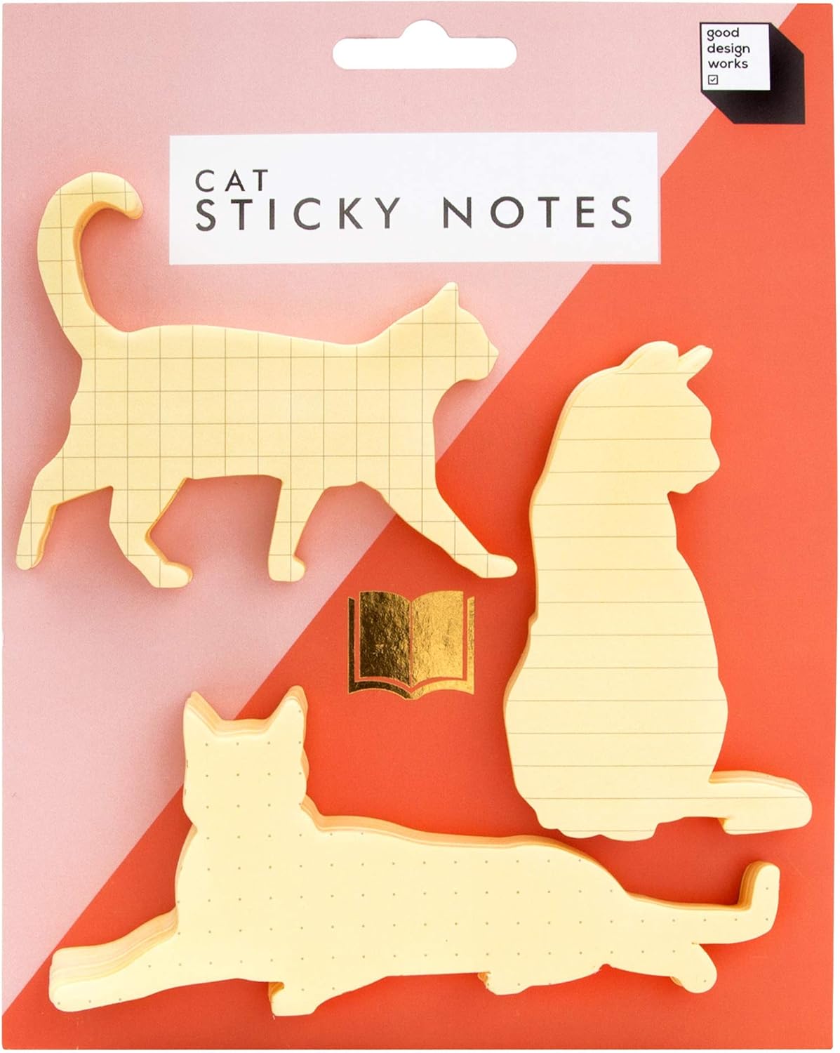 Good Design Works Cat Sticky Notes | Includes 3 Separate Designs | Cat Shaped Sticky Note Pads | Novelty Paper Sticky Pads | Office Supplies | Note Paper
