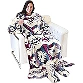 Catalonia Wearable Fleece Blanket with Sleeves and Foot Pockets for Adult Women Men, Micro Plush Comfy Wrap Sleeved Throw Blanket Robe Large, Southwest Star