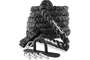 Philosophy Gym Exercise Battle Rope with Cover and Anchor Kit for Fitness Training, Conditioning