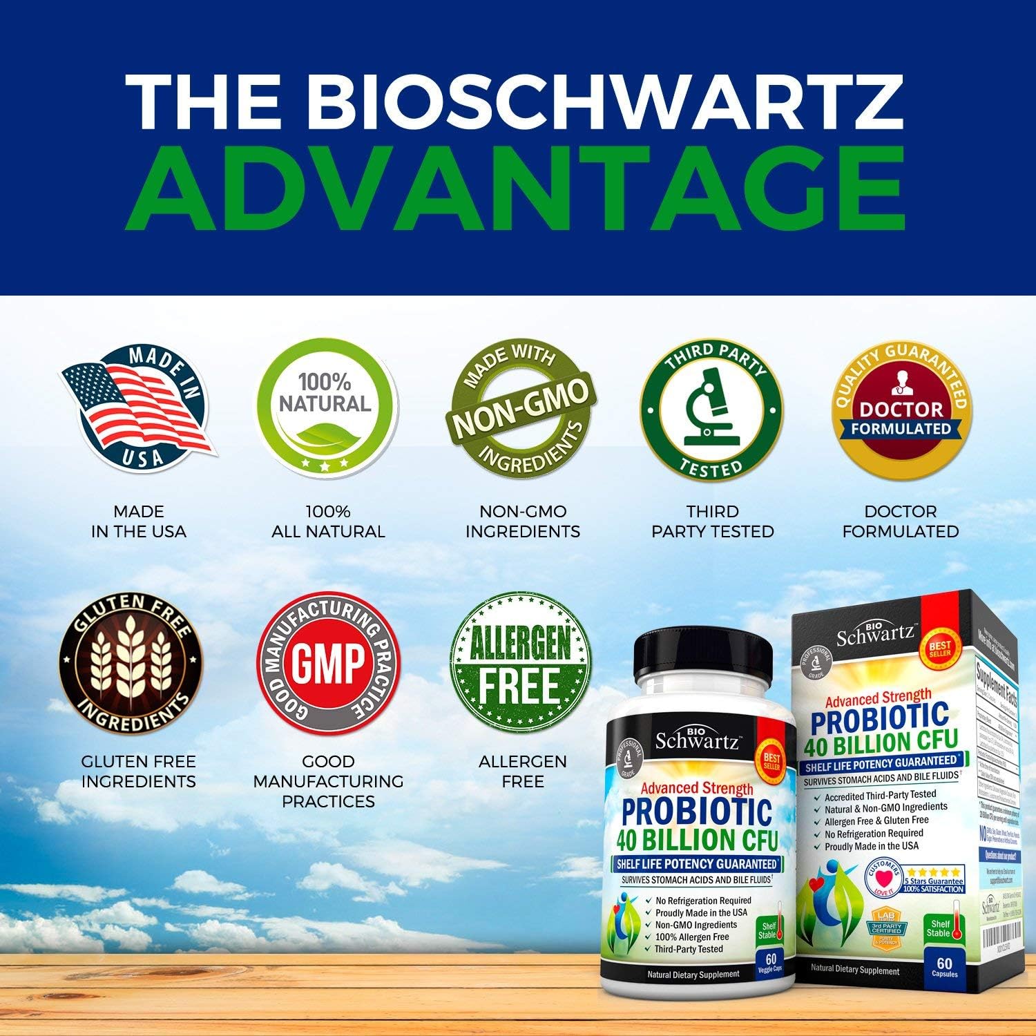 Probiotic 40 Billion CFU - Dr. Approved Probiotics for Women & Men - Guaranteed Potency Until Expiration - Patented Delay Release, Shelf Stable, Gluten & Dairy Free - Lactobacillus Acidophilus - 60ct: Health & Personal Care
