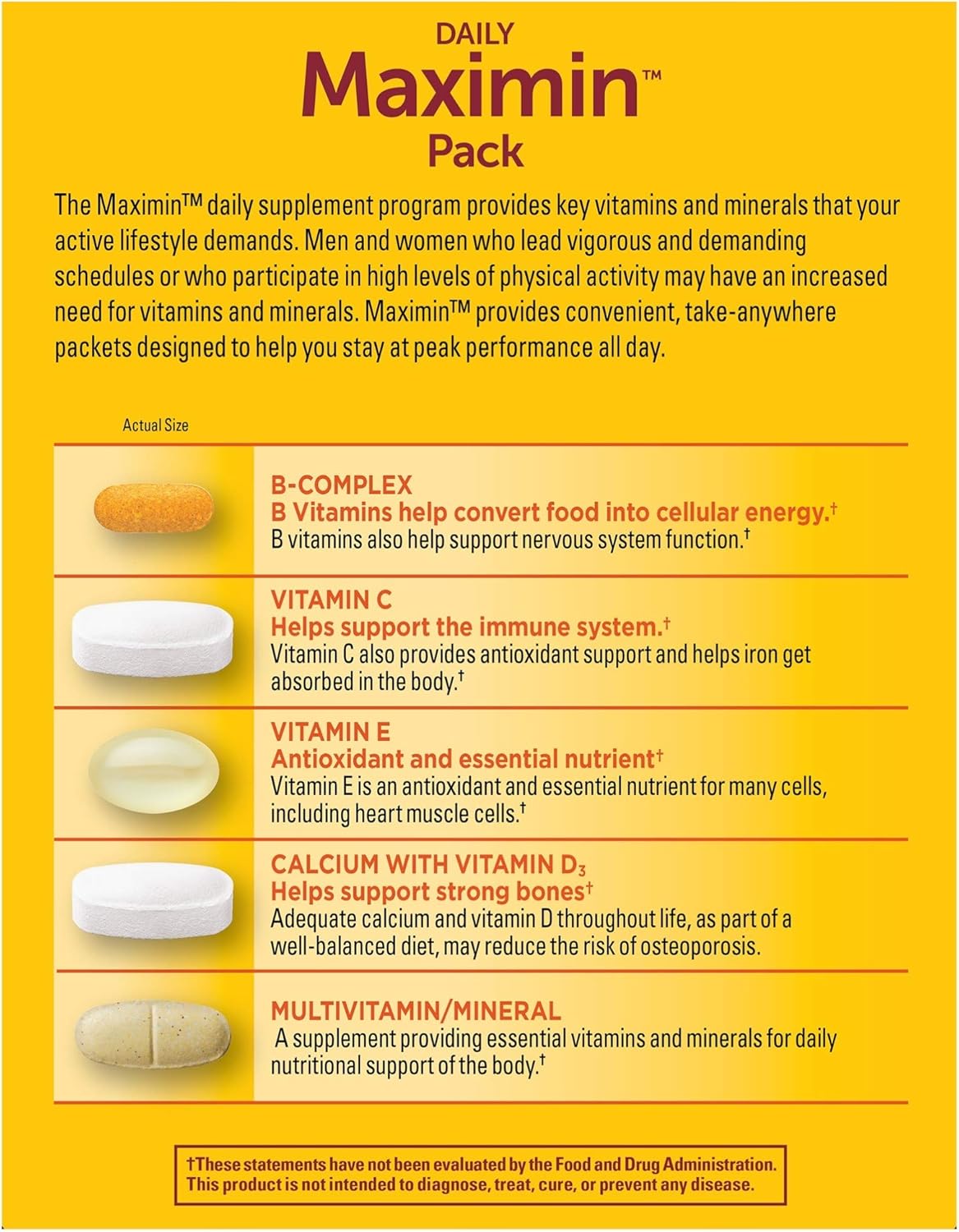 Nature Made Maximin Pack - Vitamins for Active Lifestyles, 30 Day Supply (Packaging May Vary): Health & Personal Care