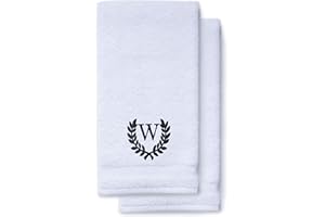 TURQUAZ Decorative and Monogrammed Hand Towels for Bathroom Kitchen Makeup | Personalized Gift for Wedding-Bridal | Roman Font Custom Luxury Turkish Towel | Spa Collection, Oversized, 16 X 30 Inch, Set of 2