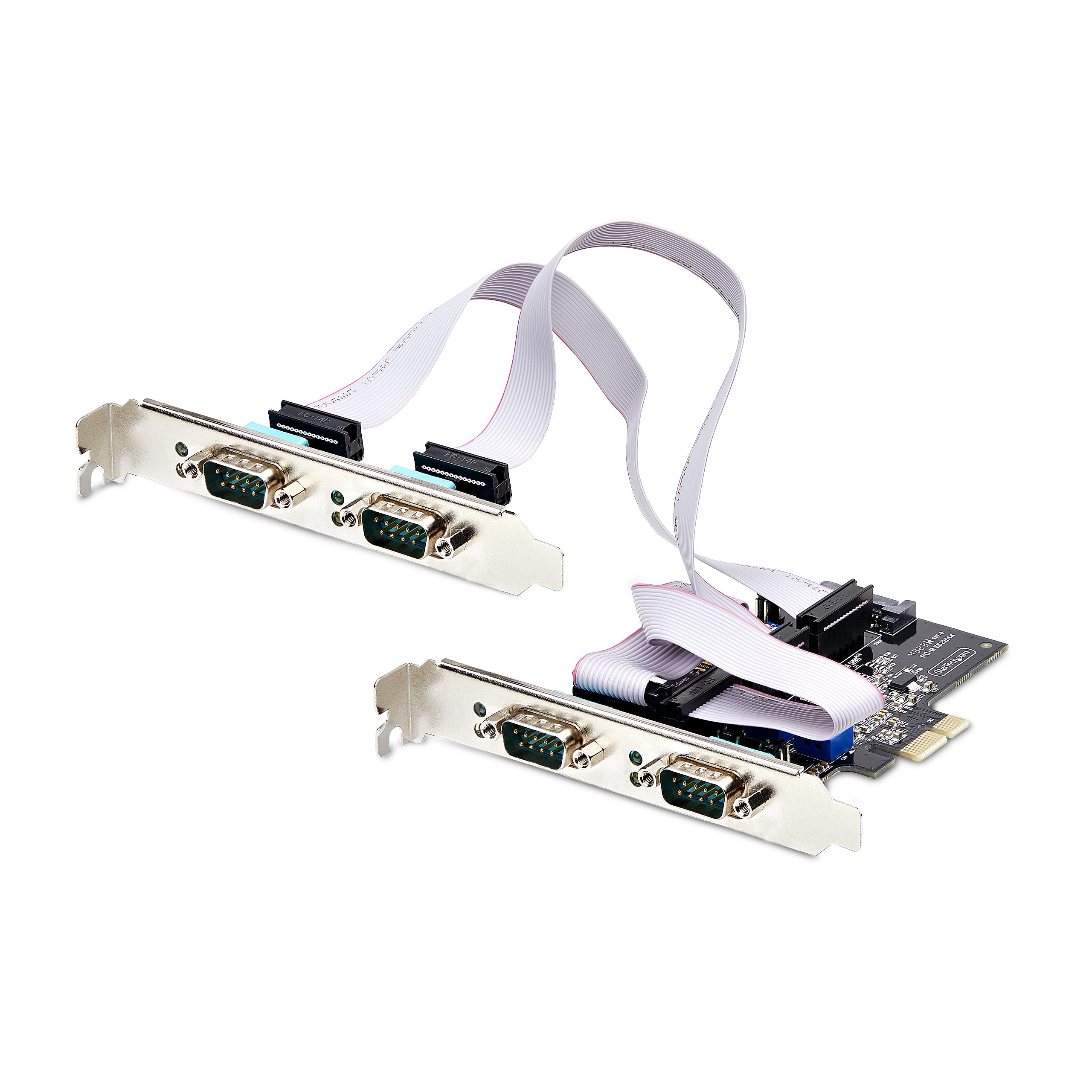 StarTech.com 4-Port Serial PCIe Card, Quad-Port PCI Express to RS232/RS422/RS485 DB9 Serial Card, Standard/Low-Profile Brackets, 16C1050 UART, ESD Protection, Windows/Linux (PS74ADF-SERIAL-CARD)