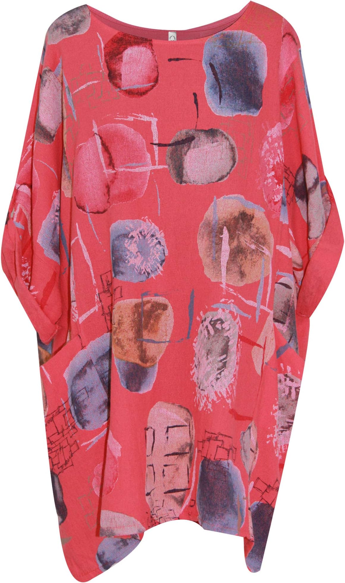 Storm Island Italian Ladies Lagenlook Fish Print Top Women Tunic Dress Classy Plus Size