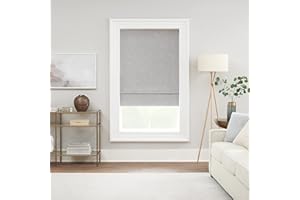 Eclipse Drew Roman Shades for Windows, Cordless 100% Blackout Shades, 23 in Wide x 64 in Long, Noise Reducing, Energy Efficient and Textured Solid Window Shades for Living Room, Bedroom, Smoke