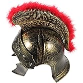 WRITWAA Roman Soldier Helmet: Medieval Cosplay Headgear, Adjustable Mask for Halloween, Theme Parties, and Costume Props, Gold Plastic