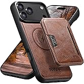 JCGOOD Compatible with MagSafe iPhone 17 Pro Max Case Wallet, 2 in 1 Leather Magnetic Detachable Credit Card Holder Flip Cover Kickstand Shockproof for Men Women Phone 17promax Cover, Brown