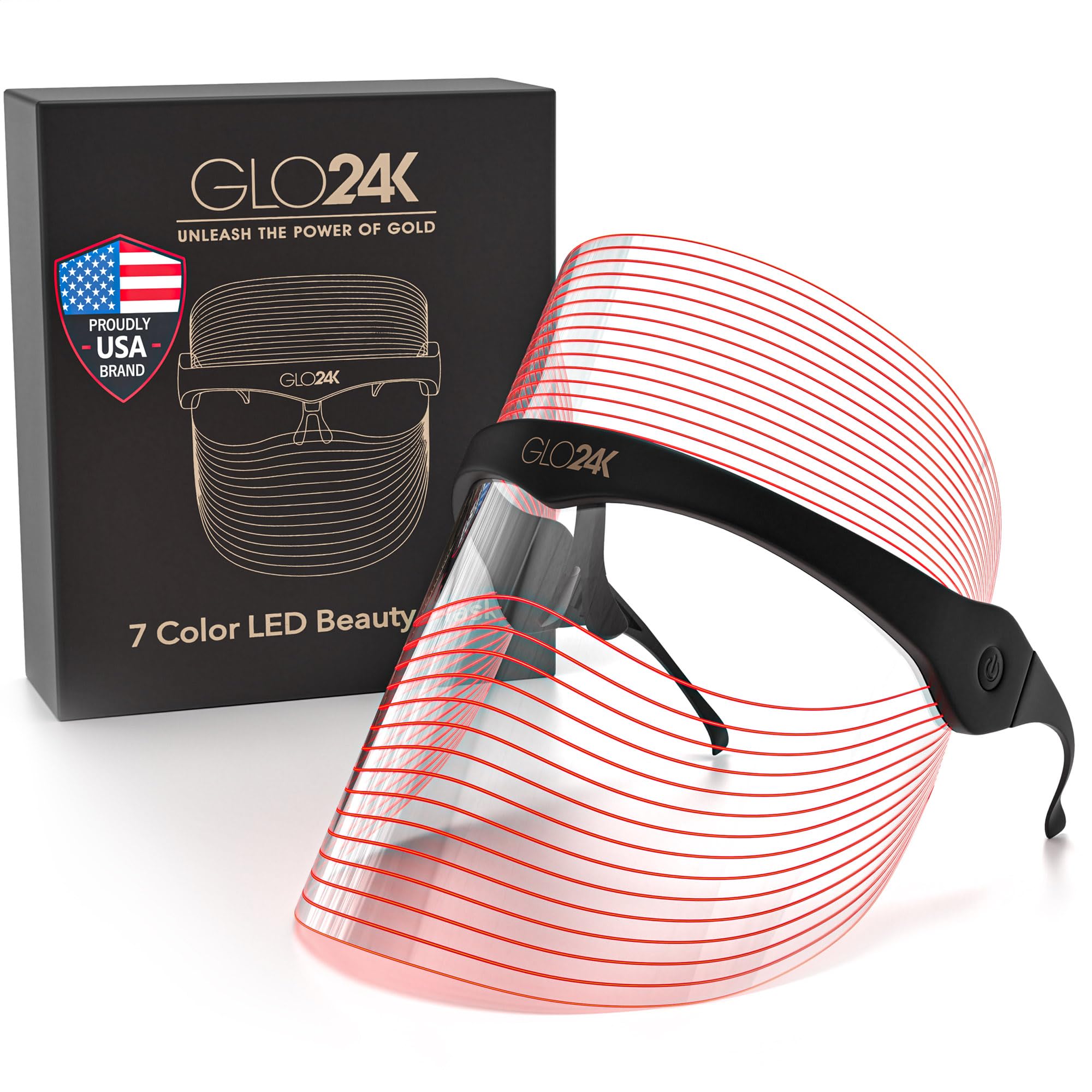 GLO24K 7 Color LED Beauty Mask. Professional Light Therapy Spa Treatment for a Radiant, Glowing Skin.
