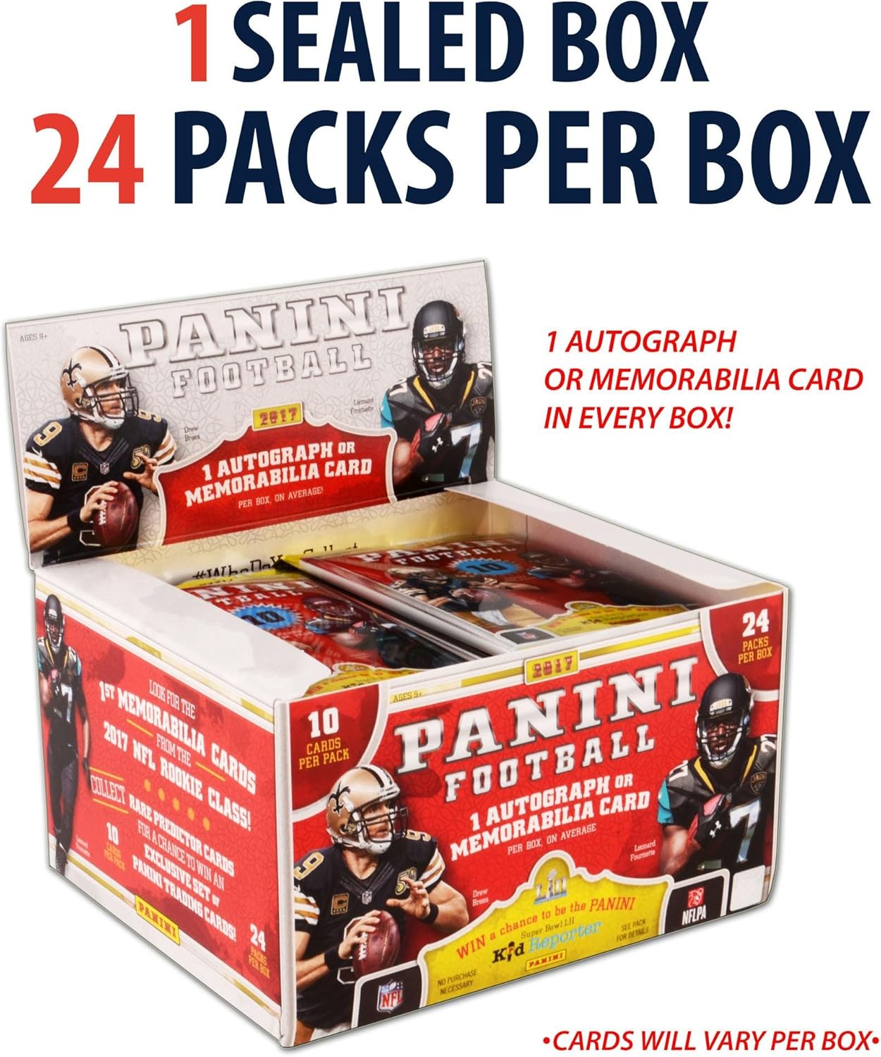 2017 Panini NFL Football Retail Box 24 packs of 10 cards