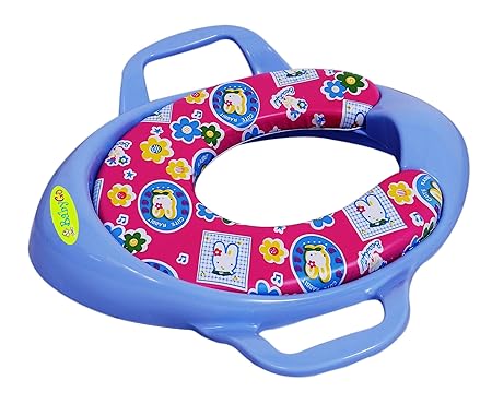 BabyGo Cushioned Potty Seat, Toilet Seat with Handle for Kids (Blue)