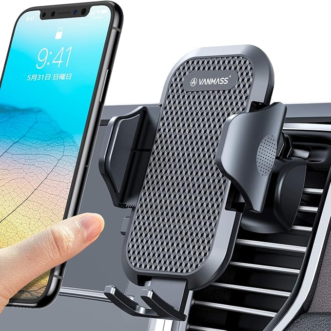 Amazon Co Jp Vanmass 車載ホルダー スマホホルダー スタンド 携帯スマートフォン 360度回転 落下防止 片手脱着 超安定 取り付け簡単 多機種対応 エアコン式 家電 カメラ