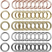 28 Pièces Mousquetons Ronds 27mm 4 Couleurs - Anneaux Porte-Clés En Alliage Zinc Pour DIY