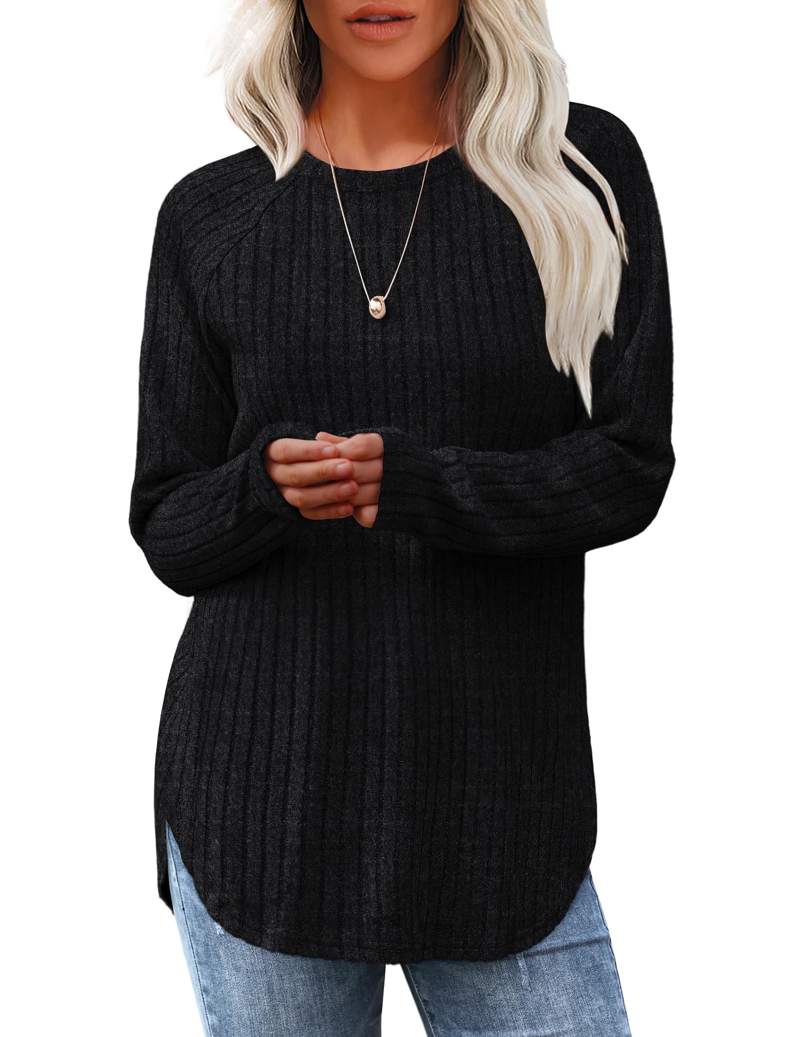 Saloogoe Womens Tops Dressy Casual Long Sleeve