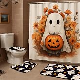 Remagr 4 Pcs Halloween Shower Curtain Set 72