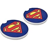 Elektroplate Officially Licensed DC Comics Superman Automotive Ceramic Coasters (2.6" Diameter) | Universal Fit for All Cars, Trucks, SUVs, and More | Absorbent Non-Slip Durable | Set of 2